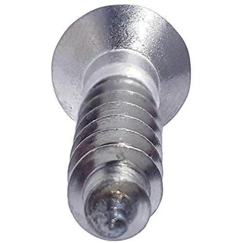 Close-up of a Size Six By Three Quarter Inch Flat Head Wood Screw With Phillips Drive In Type 316 Marine Grade Stainless Steel