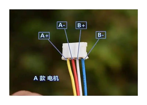 Close-up of 4-wire connector for 25mm Precision Linear Actuator Stepper Motor with 20mm Stroke 2 Phase 53 Ohms CNC Robotics Automation