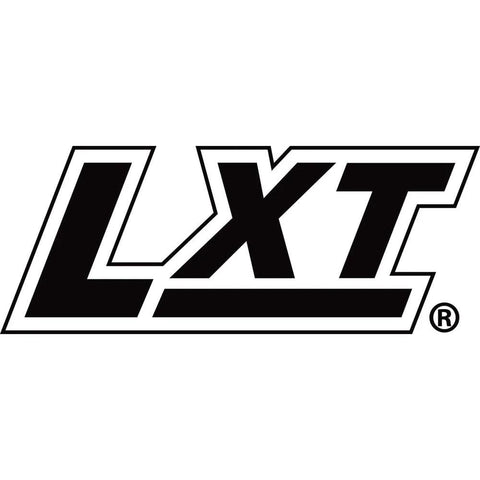Makita LXT logo on white background, bold black letters with white outline.
