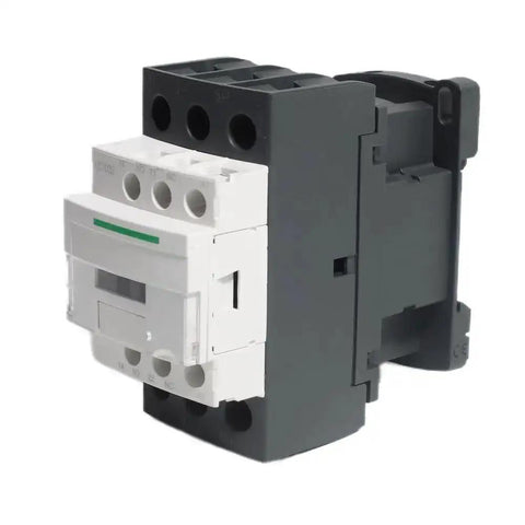 Built Tough Three Pole 30 Amp AC Contactor with 110 120V Coil, Normally Open and Normally Closed Contacts, black and white side view