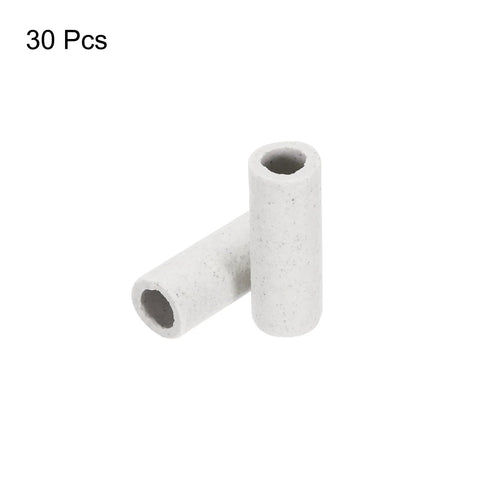 Ceramic insulated tube, white speckled, hollow wire protection, 0.27x0.39x1.2 in, 30 pcs