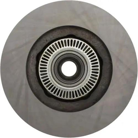 Centric C-Tek front brake rotor, vented with cooling slots, metallic silver finish