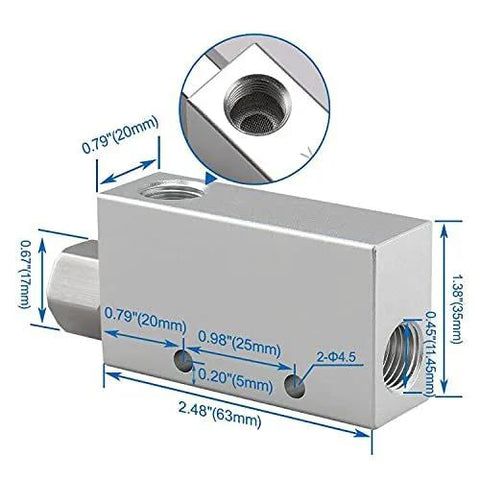 Baomain CV-15HS vacuum ejector pneumatic fitting, 1/4 inch PT female thread, metal block with ports