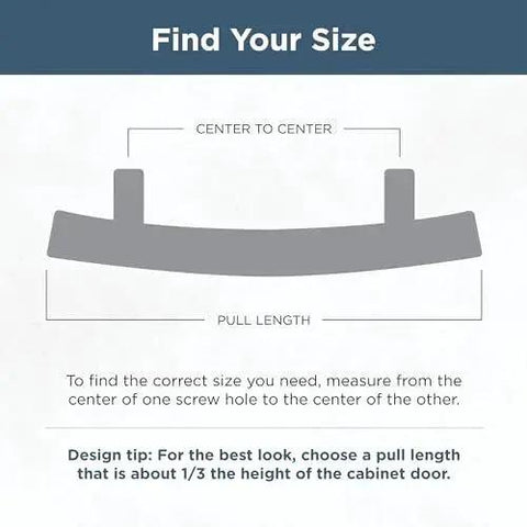 Diagram explaining center-to-center measurement for Champagne Bronze Cabinet Handles 10 Pack 3 Inch 76mm