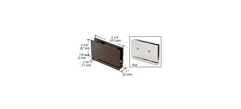 Diagram of Oil Rubbed Bronze Senior Cardiff Glass Door Hinge For Half Inch Thick Glass Heavy Duty 145 Lb Capacity with measurements.