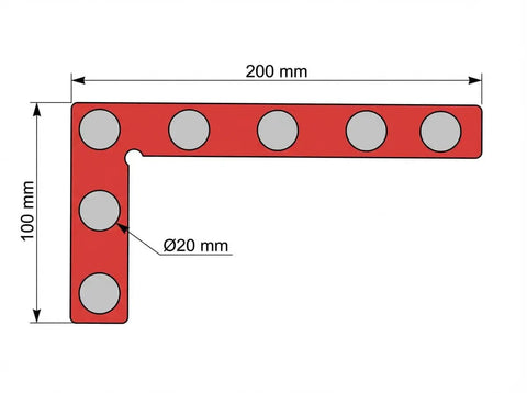 Seven Magnet 90 Degree Magnetic Square Corner Jig For Laser Beds With Easy Lift Tab Neodymium Magnet Alignment Tool diagram