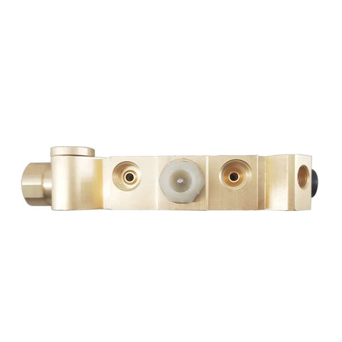 PV2 brass brake proportioning valve block with connector for GM classic cars and trucks, front disc rear drum setup.