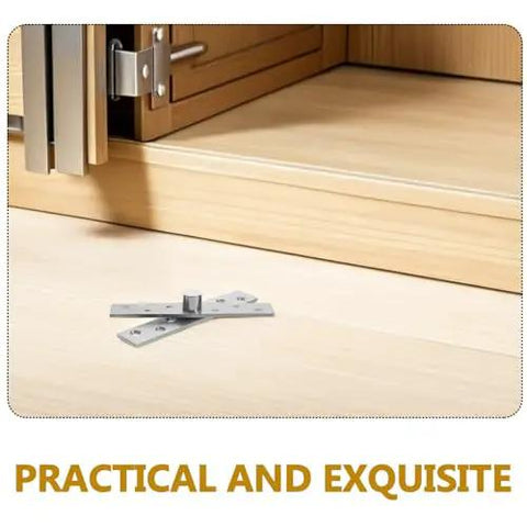 Six Pack CATIEBYE 360 Degree Rotation Stainless Steel Invisible Pivot Door Hinges For Wood Cabinets And Bookcases shown installed.