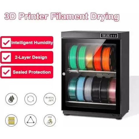 3D Printer Filament Dryer Box For Anti Moisture Storage, Humidity Range 15 To 60 Percent, Holds 10 To 12 Rolls Of 1Kg Filament
