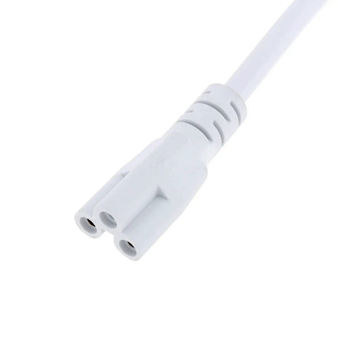 Close-up of Three Pin T5 T8 LED Wire Connector Power Cord Six Foot Extension Cable with US molded plug