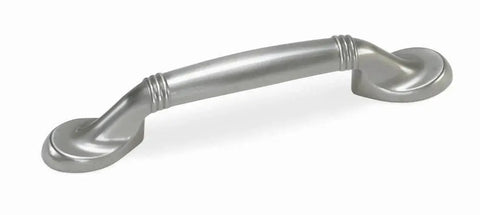 3-Inch Spoonfoot Cabinet Pull In Satin Pewter Finish For Doors And Drawers, shown in durable arch design with included screws