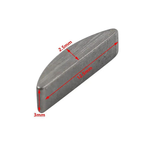 Side view of Woodruff Semicircle Keys 5 Pack Gray Iron For Chinese GY6 Scooters 50cc 80cc 139QMB Snug Fit Durable Iron For Jonway JMSTAR