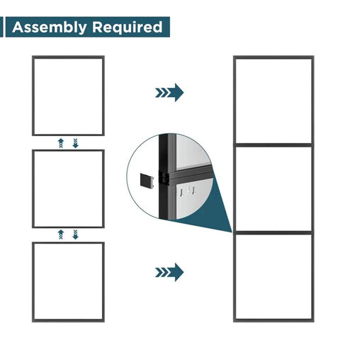36 By 84 Inch Metal And Glass Sliding Barn Door With Hardware Kit Soft Close Included ships in three pieces