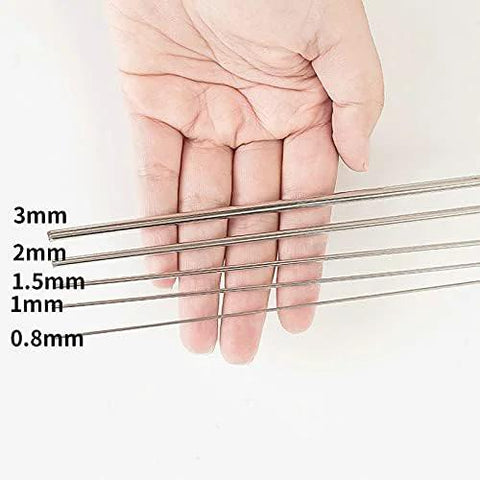 VIGAN stainless steel spring wire set, 5 pieces, silver, diameters 0.8–3 mm