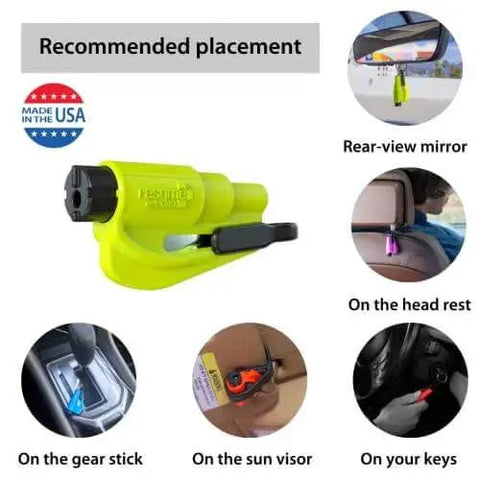 Pack Of 2 Emergency Car Escape Tools With 2 In 1 Seatbelt Cutter And Window Breaker Pink Keychain Hammer Made In USA