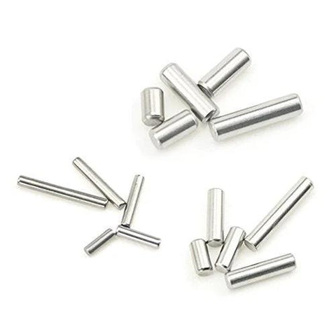 Close-up of 225 Pcs M2 M3 M4 Stainless Steel Dowel Pins Assortment Kit with various sizes, round straight pins, 304 stainless steel material.
