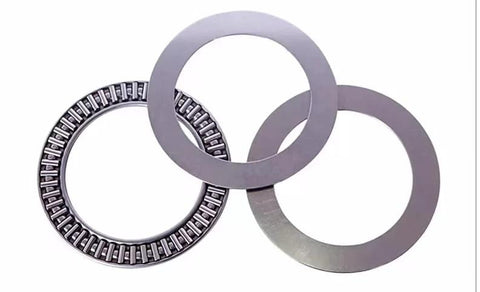 3pcs AXK2542+2AS thrust needle roller bearings with washers, 25 mm bore, 42 mm OD, 2 mm width, metal gray.