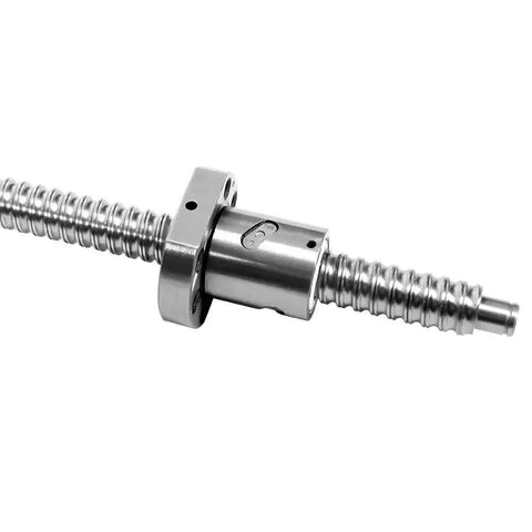 32mm Anti Backlash Ball Screw SFU3205 RM3205 with 5mm lead and 560mm length, close-up view of metal nut and standard end machining for BK BF25