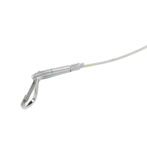 Close-up of Heavy Duty Tool Fixture Holder With Spring Balance 3 To 5 Kg Lift Retractable Hanging Gear, metal hook and cable visible