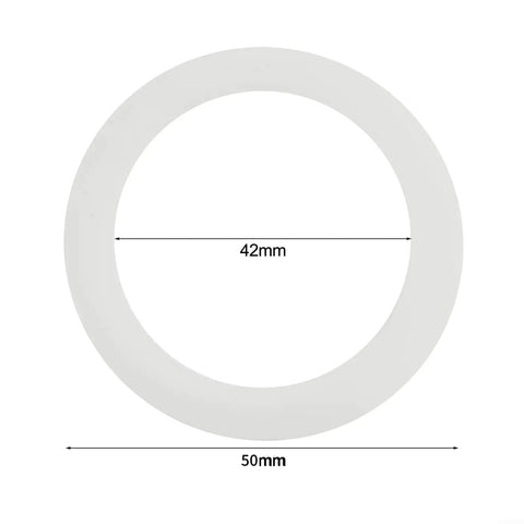 Premium Silicone Gasket Seal Replacement For Moka Espresso Pots Fits 1 To 12 Cups Stovetop Coffee Makers 39 To 87 Millimeters Diameter Easy Fit Durable Seal That Prevents Leaks And Keeps Flavor Rich shown front view with 42mm inner diameter and 50mm outer diameter.