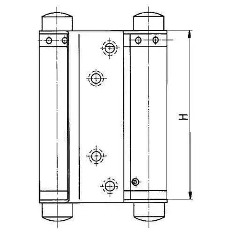Technical drawing of Swing Door Hinge Double Cub Large 39 Steel Yellow Passivated Heavy Duty Hardware For Cabinets And Doors 40 to 45 mm Frame