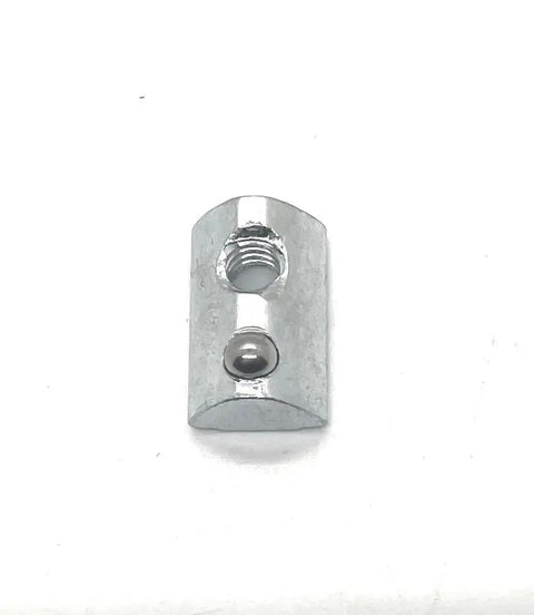 Drop-In T-Nut With Spring Ball Self Aligning 1/4-20 Tap For 15 Series Aluminum Extrusion in silver, close-up view