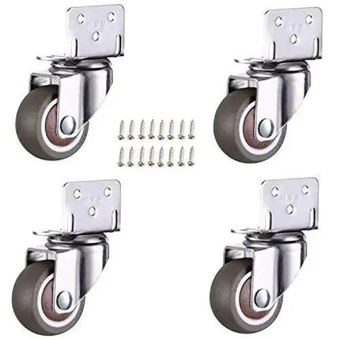 1 Inch L Shaped Plate Swivel Casters Four Pack With Ball Bearing Side Mount Plate 360 Degree Rotation Thermoplastic Rubber Wheel