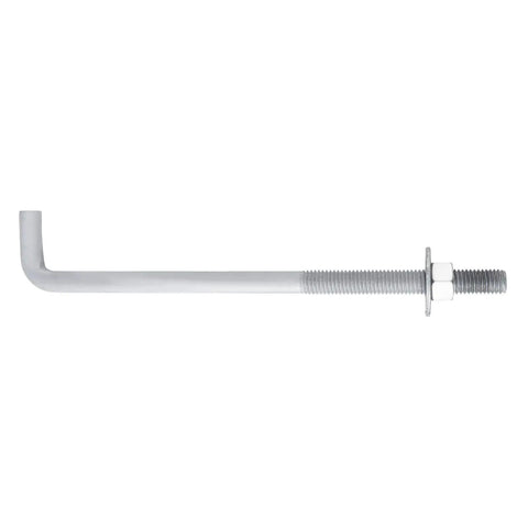 Concrete Anchor Bolts 3/4 In By 10 In L-Shaped Hot-Dip Galvanized with nut and USS washer for masonry fastening.