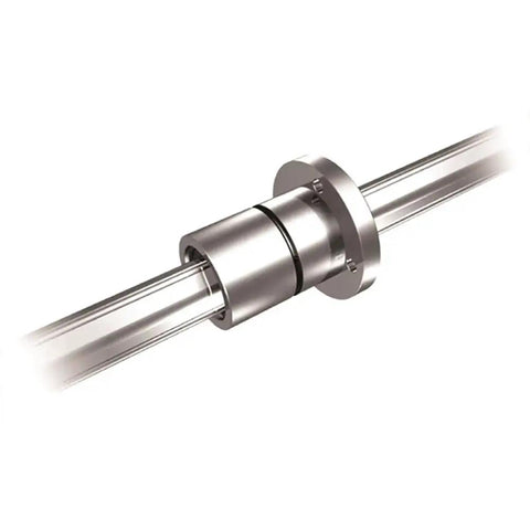 Ball Spline Nut LF 10 LF10UU Dialed In Precision Linear Motion Component on rail, designed for smooth rotation and heavy loads.