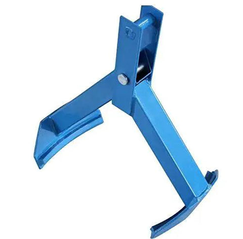 Vertical Drum Lifter Clamp For 55 Gallon Steel Drums 1100 Lb Capacity shown in blue metal with gripping arms