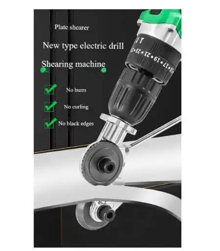 Electric Drill Sheet Metal Cutter Attachment with Pro Grade Titanium Gear Transmission and Heavy Duty High Carbon Steel Hexagon Handle