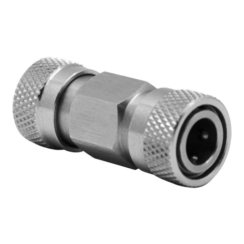 Paintball quick-disconnect coupling, stainless steel with knurled ends, HPA/CO2 air refill adaptor