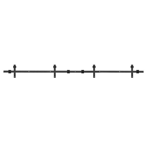Durable Carbon Steel Double Barn Door Rail And Sliding Track System for easy no play install, three section splicing, 12 foot length