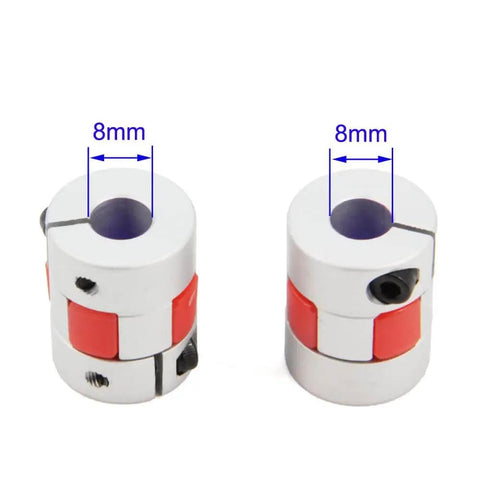 Beefy 8Mm To 8Mm Bore Aluminum Plum Flexible Shaft Coupling for Servo and Stepper Motors D20xL25, side view, 2 piece pack