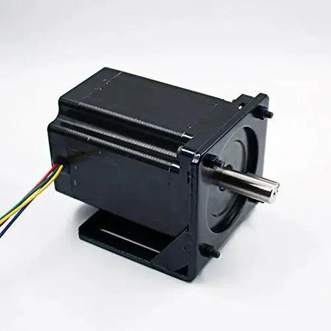 Side view of Heavy Duty Steel Mounting Bracket For NEMA 34 Stepper Motor With Mounting Screws Fits 86mm Motors Built To Last Black Finish