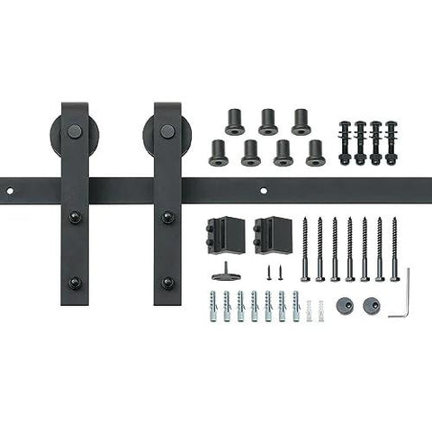 Eight Foot Sliding Barn Door Hardware Kit With 330 Lbs Capacity For A Single Door Fits 3.7 To 4.3 Feet Wide And 1.3 To 1.8 Inches Thick Panels