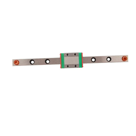Front view of 9mm Wide Linear Rail Guides With Slide Block LML9B, Smooth Precision Motion System With Built In Lubrication, Side Oil Inlet, Ball Retainer.