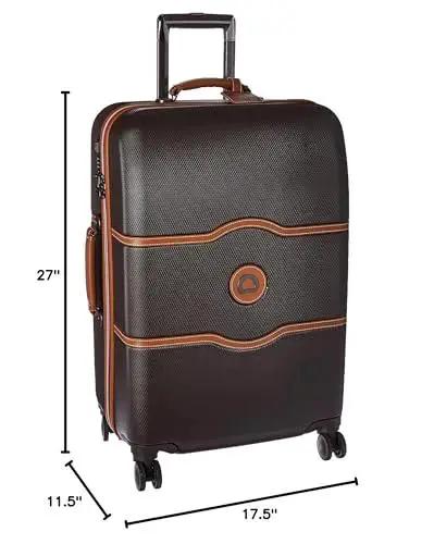 Chatelet Hard Plus Hardside Luggage With Spinner Wheels In Chocolate Brown For Checked Medium 24 Inch Travel by Delsey Paris