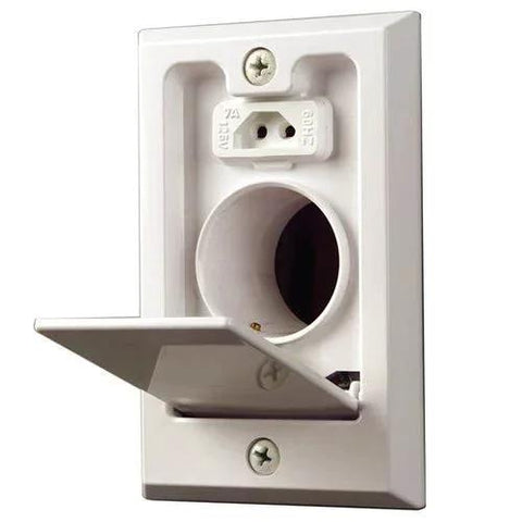 Central Vacuum Direct Connect Electrified Inlet White CI358W Compatible UL Listed CSA Approved Molded In Rigid PVC