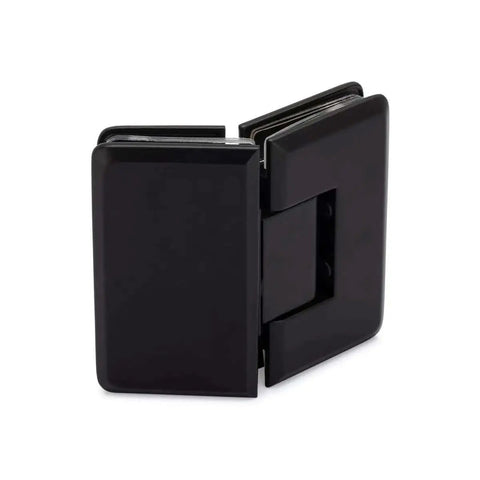 Oceana Heavy Duty 135 Degree Glass To Glass Hinge For Three Eighths To One Half Inch Glass Doors Up To Thirty Six Inches Wide And One Hundred Fifty Pounds Matte Black Finish