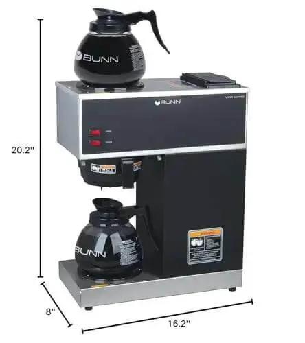 12-Cup Pourover Commercial Coffee Brewer With Upper And Lower Warmers And Two Glass Decanters, Black And Stainless Finish, VPR-2GD Boss Brew Station
