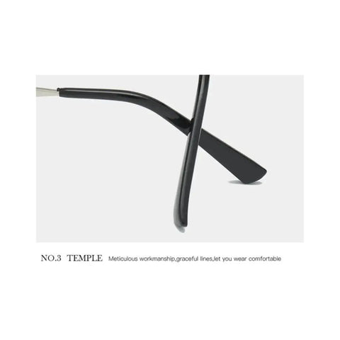 Close-up of black temple arm detail of Cat Eye Small Frame Sunglasses For Women And Men Unisex Red Pink One Size UV Protection Dope Cool Sun Glasses For Driving Walking Work Travel And Everyday Wear.