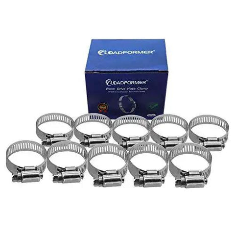 Stainless Steel Worm Gear Hose Clamp Three Quarter Inch Size Band Width Half Inch SAE 12 Full Stainless Construction Fits 17mm to 32mm Hoses 10 Pack