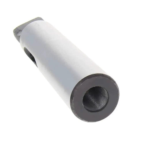 Morse taper reducing drill sleeve adapter, gray metal, side view for lathes and drill presses