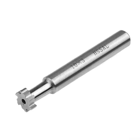 10mm Diameter 6-Flute HSS T-Slot End Mill Cutter With 3mm Slot Depth, 6mm Shank, And 65mm Overall Length Designed For Smooth Chip Removal