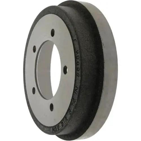 Rear brake drum, gray steel with black friction surface, front view; fits Chevrolet Tracker and Suzuki Grand Vitara
