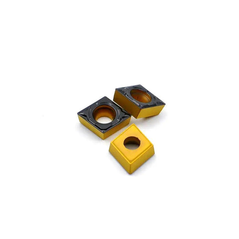 Ccmt32.51 Finishing Carbide Turning Inserts For Steel Lathe Tools CCMT Series 10 Pcs with chipbreaker, yellow, three inserts