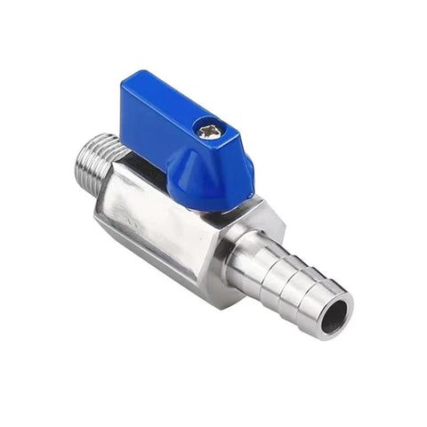 BesNPT stainless steel shut-off valve Amazon blue lever, 1/4 in. NPT male to 1/4 in. hose barb, pack of 2.