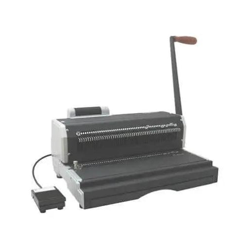 CoilMac-ER Plus Manual Coil Punch With Electric Inserter, side view, 54 disengageable pins, 4x5mm oval holes visible, pro-grade tool