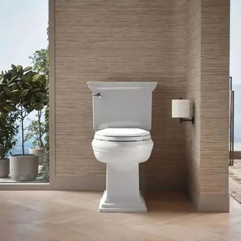 Front view of installed Cachet ReadyLatch Elongated Toilet Seat With Soft Close Lid And Easy Install in a modern bathroom setting.